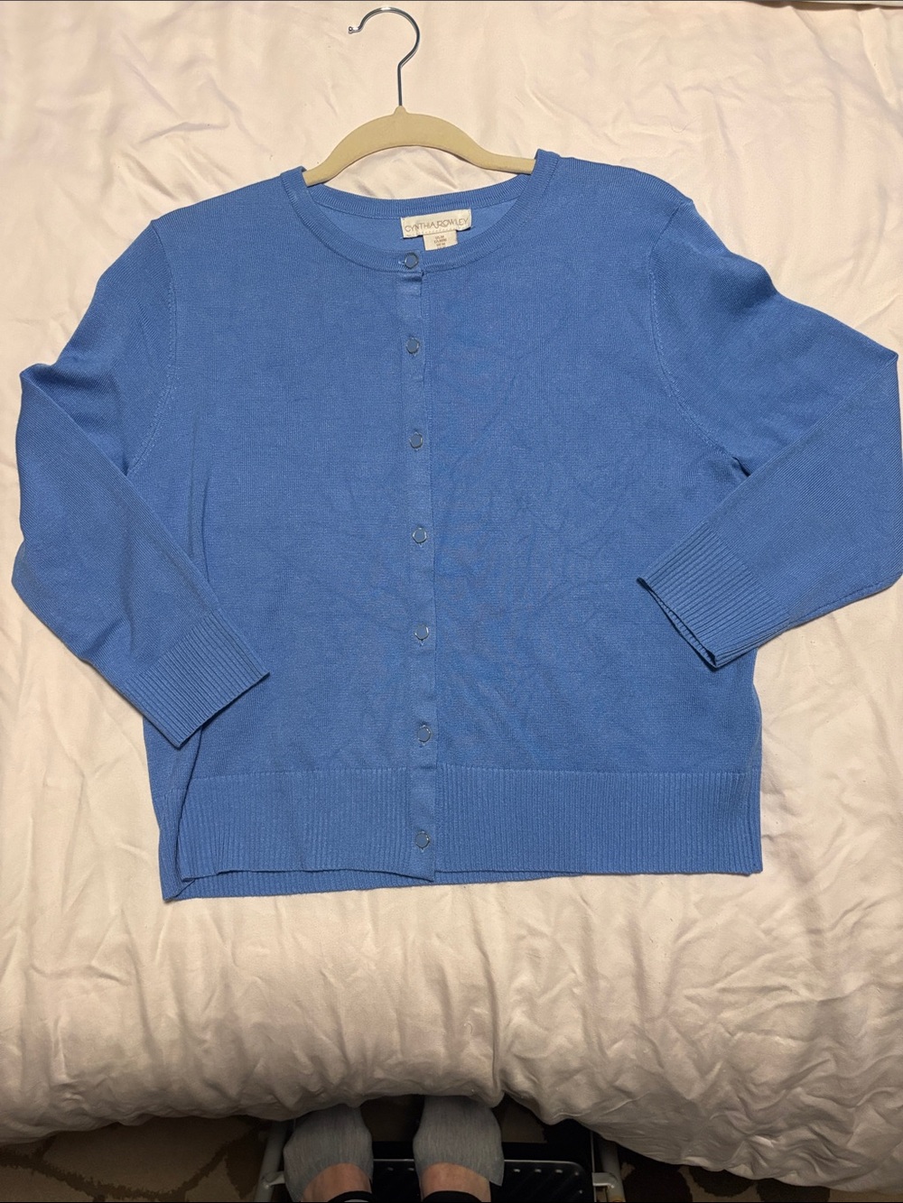 Cynthia Rowley Cornflower Blue Button-Front Knit Cardigan